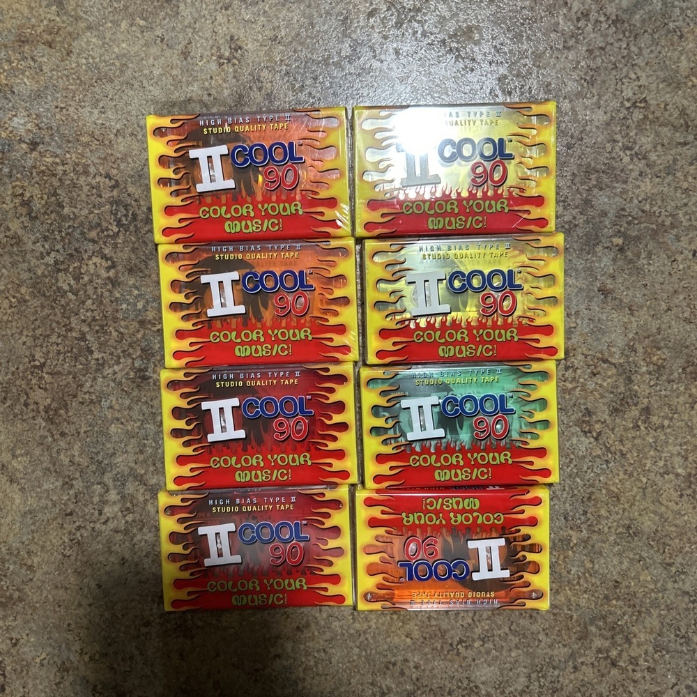 8 x Blank Cassette COOL II COLOR YOUR MUSIC 90 Min Audio Tape Sealed New Rare